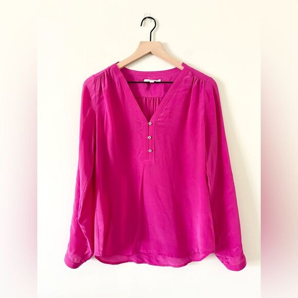 Banana Republic Long Sleeve Silk Blouse in Bright Pink - Size XS - Picture 1 of 6